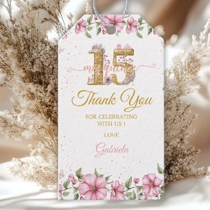Rosafarben Golden Mis Quince Quinceañera  Geschenkanhänger