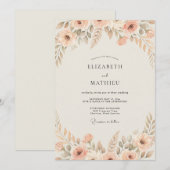 Rosafarben Hochzeit mit Wildblumen Einladung (Vorne/Hinten)