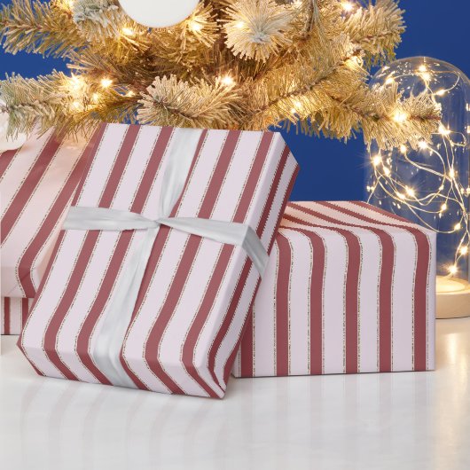 Rosafarben Rot gestreift Weihnachten Geschenkpapier (Feiertage)