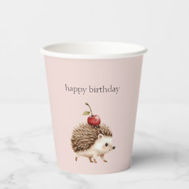Rosafarben Rot Kirsche Süßer Igel Geburtstag Pappbecher