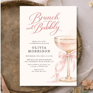 Rosafarbene Bowle Brunch und prickelnde Brautparty Einladung