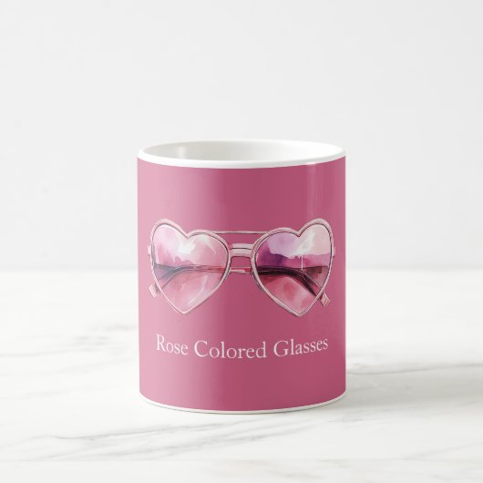 Rosafarbene Brille mit rosa Herzen Kaffeetasse (Mittel)