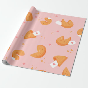 rosafarbene Glückskeks-Liebesherzen Glück Geschenkpapier
