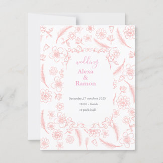 rosafarbene Hochzeit Postkarte
