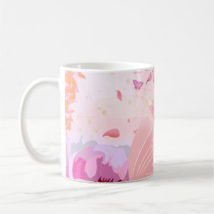 Rosafarbene Kirschblüten-Schmetterlings-Tasse Fl Kaffeetasse
