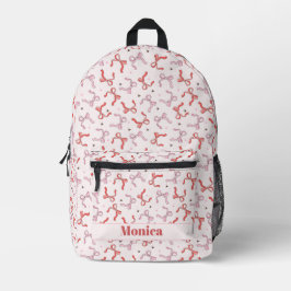 rosafarbene kokette Schleife Mädchen-Schriftzug-Mo Bedruckter Rucksack