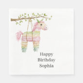 Rosafarbene Minzpferd-Piñata-Geburtstag Serviette (Vorderseite)