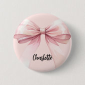 Rosafarbene Namensschleife Button (Vorderseite)