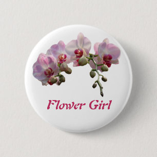 rosafarbene Orchideen-Hochzeits-Anstecknadel Button
