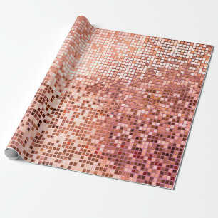 Rosafarbene quadratische Mosaikfliesen mit Roségol Geschenkpapier