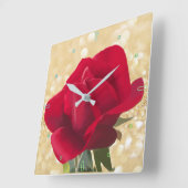 Rosafarbene Quadratische Wanduhr (Winkel)