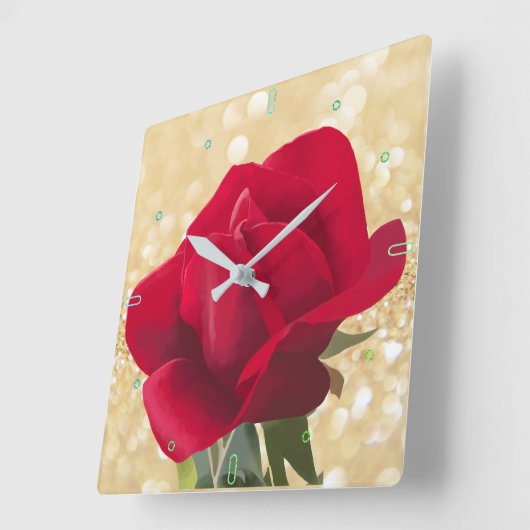 Rosafarbene Quadratische Wanduhr (Winkel)