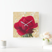 Rosafarbene Quadratische Wanduhr (Zuhause)