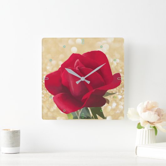 Rosafarbene Quadratische Wanduhr (Zuhause)