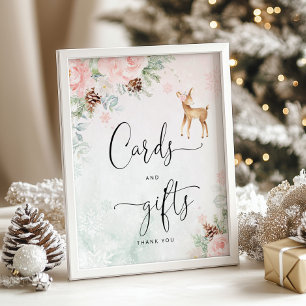 Rosafarbene Rosa Schneeflocken Karten und Geschenk Poster