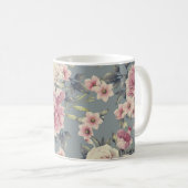 rosafarbene Rosen Kaffeetasse (VorderseiteRechts)