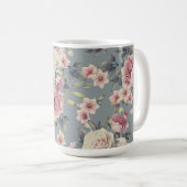 rosafarbene Rosen Kaffeetasse (VorderseiteRechts)