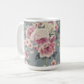 rosafarbene Rosen Kaffeetasse (Vorderseite Links)