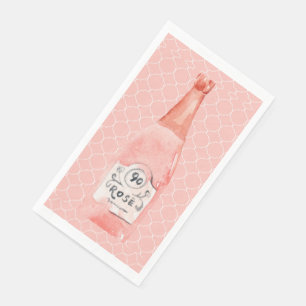 Rosafarbene Rosen Rosé Flasche Serviette