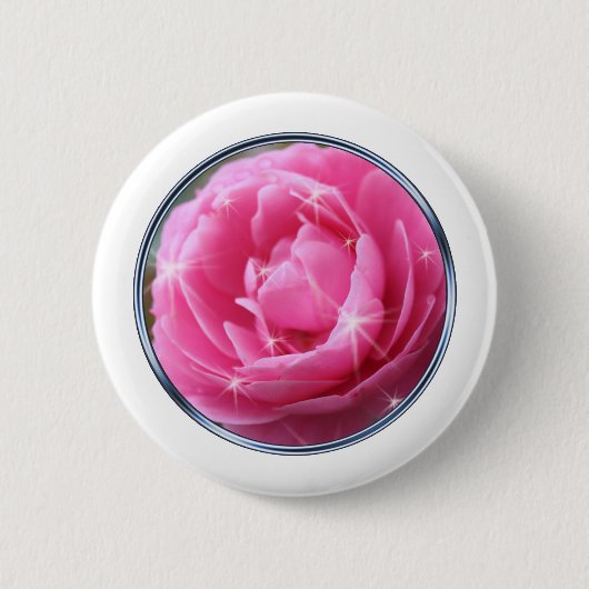 rosafarbene Rosenbrosche Button (Vorderseite)