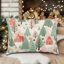 Rosafarbene Sage Rosa Kiefernfische Dächer und Bäu Dekokissen