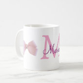 rosafarbene Schleife Monogramm Brautjungfer modern Kaffeetasse (Vorderseite Links)
