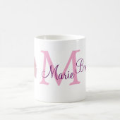 rosafarbene Schleife Monogramm Brautjungfer modern Kaffeetasse (Mittel)