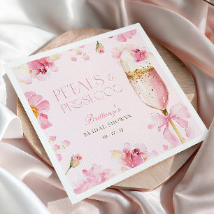 Rosafarbene Schleife Petals Prosecco Brautparty Serviette