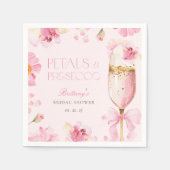 Rosafarbene Schleife Petals Prosecco Brautparty Serviette (Vorderseite)