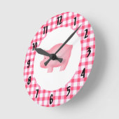 Rosafarbene Schweine-Wanduhr Runde Wanduhr (Winkel)