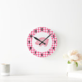 Rosafarbene Schweine-Wanduhr Runde Wanduhr (Zuhause)