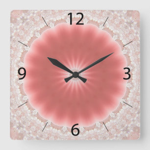 Rosafarbene Sonnenwanduhr Quadratische Wanduhr