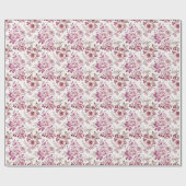 rosafarbene und dunkelrote Blumen Geschenkpapier (Flach)
