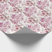 rosafarbene und dunkelrote Blumen Geschenkpapier (Ecke)