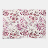 rosafarbene und dunkelrote Blumen Geschirrtuch (Horizontal)