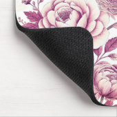 rosafarbene und dunkelrote Blumen Mousepad (Ecke)