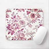 rosafarbene und dunkelrote Blumen Mousepad (Mit Mouse)