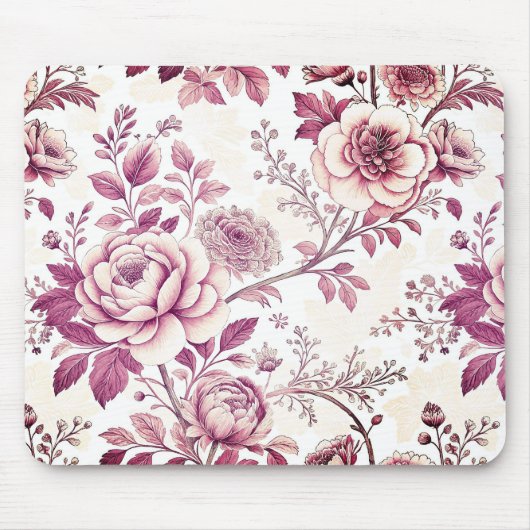 rosafarbene und dunkelrote Blumen Mousepad (Vorne)