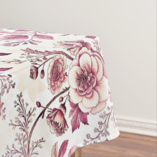 rosafarbene und dunkelrote Blumen Tischdecke