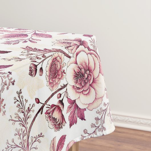 rosafarbene und dunkelrote Blumen Tischdecke (Beispiel)