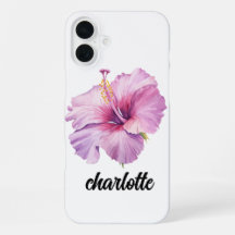 rosafarbene und violette Hibiskus-Blumen-Handyhüll