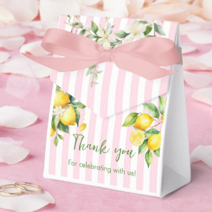 Rosafarbene Zitronen-Baby-Shower-Dankeschön-Gesche Geschenkschachtel
