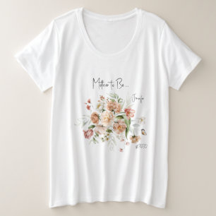 Rosafarbenen Blumen, werdende Mutter, Babyparty fü Große Größe T-Shirt