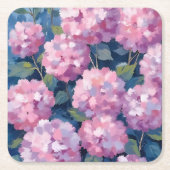 Rosafarbenen Hydrangeen Blumen Rechteckiger Pappuntersetzer (Vorderseite)