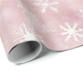 Rosafarbenen Schneeflocken Weihnachten Geschenkpapier (Rolleneckpunkt)