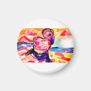 Rosafarbener Flamingo-Edelstein Magnet