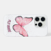 rosafarbener Glitter-Schmetterling iPhone Hülle (Rückseite (Horizontal))