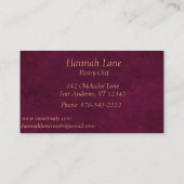 Rosafarbener Kuchen mit Florenz und Glitzer-Bäcker Visitenkarte (Rückseite)