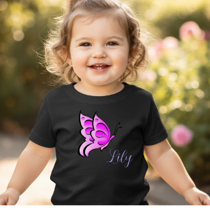 rosafarbener Schmetterling - Ihr Babyname Baby T-shirt