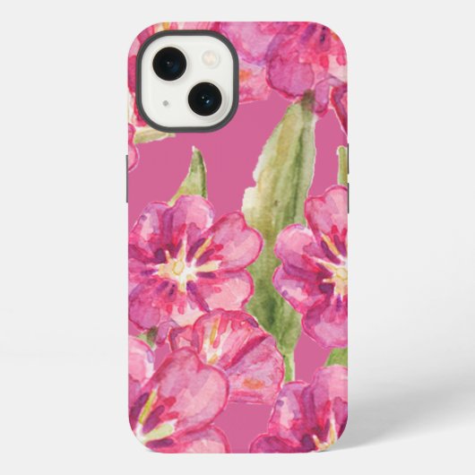 rosafarbener Wasserfarben-Blumen-iPhone 13-Case. iPhone Hülle (Rückseite)